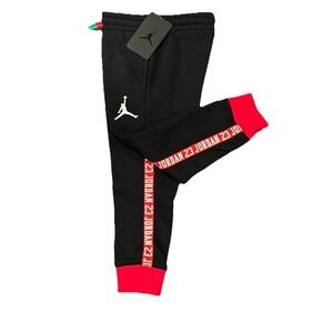 Jordan 23 Black Red Jogger Pants Sweatpants Track Pants kids 7 NWT